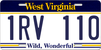 WV license plate 1RV110