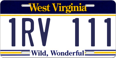 WV license plate 1RV111