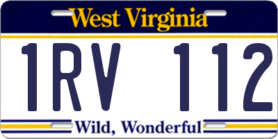 WV license plate 1RV112