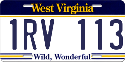 WV license plate 1RV113