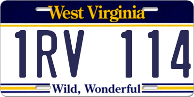 WV license plate 1RV114