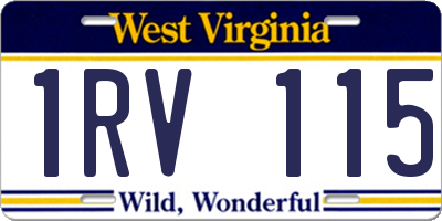 WV license plate 1RV115