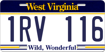 WV license plate 1RV116