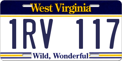 WV license plate 1RV117