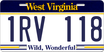 WV license plate 1RV118