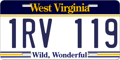 WV license plate 1RV119