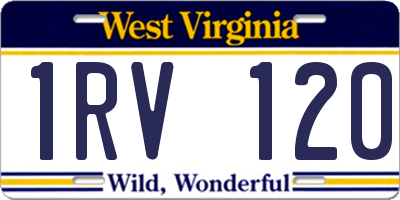 WV license plate 1RV120