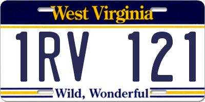 WV license plate 1RV121