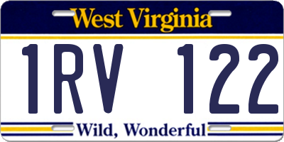 WV license plate 1RV122