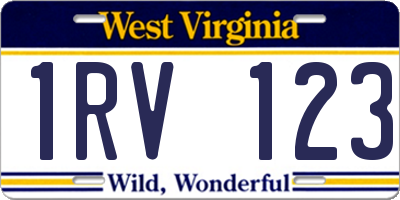 WV license plate 1RV123