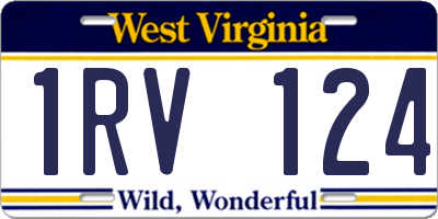 WV license plate 1RV124