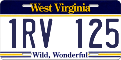 WV license plate 1RV125