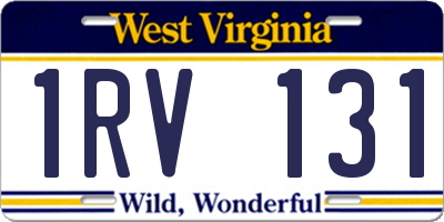 WV license plate 1RV131