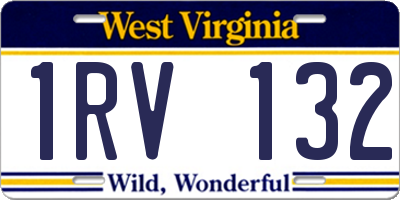 WV license plate 1RV132