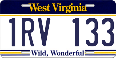 WV license plate 1RV133
