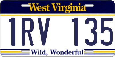 WV license plate 1RV135