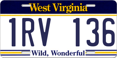 WV license plate 1RV136