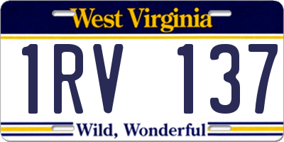 WV license plate 1RV137