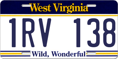 WV license plate 1RV138