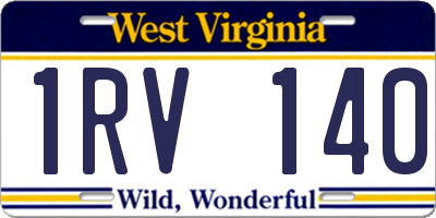 WV license plate 1RV140