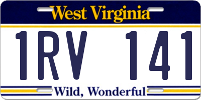 WV license plate 1RV141