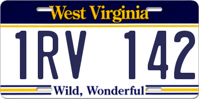 WV license plate 1RV142