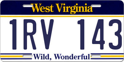 WV license plate 1RV143
