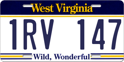 WV license plate 1RV147