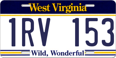 WV license plate 1RV153