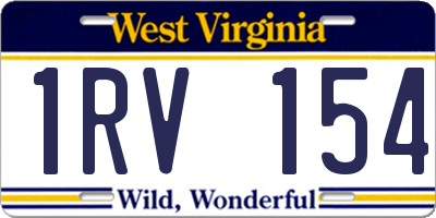 WV license plate 1RV154