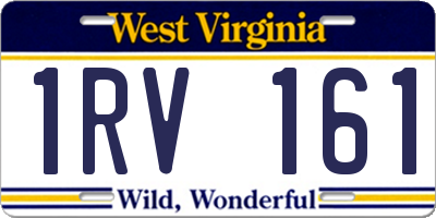 WV license plate 1RV161