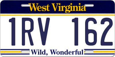 WV license plate 1RV162