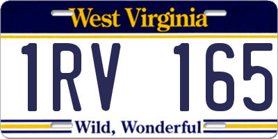 WV license plate 1RV165