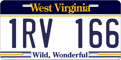 WV license plate 1RV166