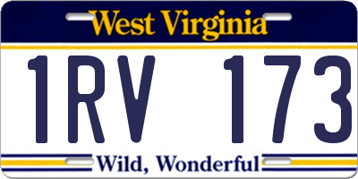WV license plate 1RV173