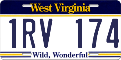 WV license plate 1RV174
