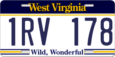 WV license plate 1RV178