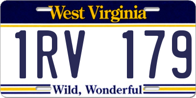 WV license plate 1RV179