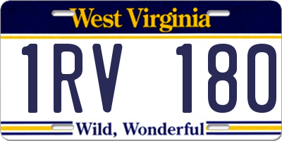 WV license plate 1RV180