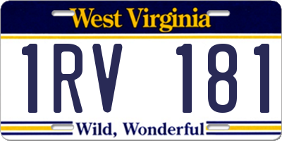 WV license plate 1RV181