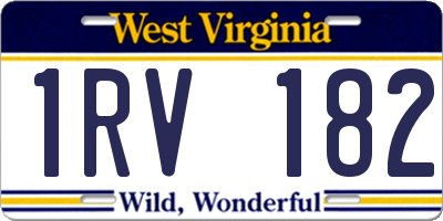WV license plate 1RV182