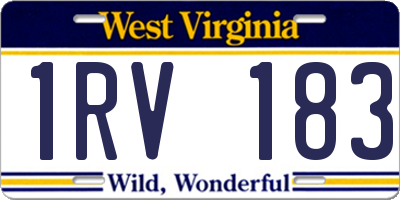 WV license plate 1RV183