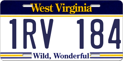 WV license plate 1RV184