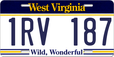WV license plate 1RV187
