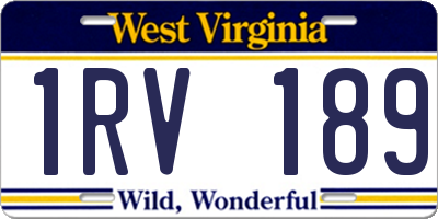 WV license plate 1RV189