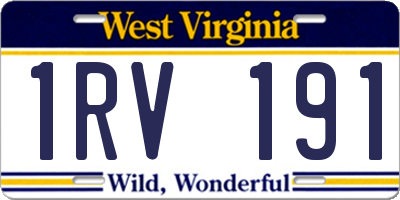 WV license plate 1RV191