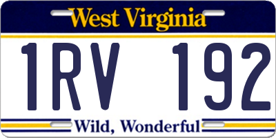 WV license plate 1RV192