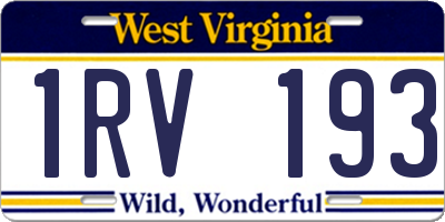 WV license plate 1RV193
