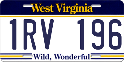 WV license plate 1RV196