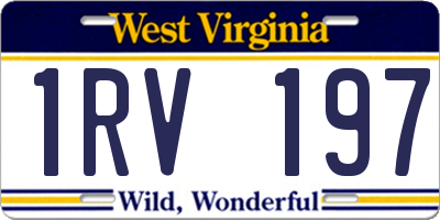 WV license plate 1RV197